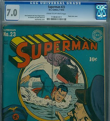 SUPERMAN 23 1943 CGC 70 DC Comic Book CLASSIC World War 2 WWII cover Nazis