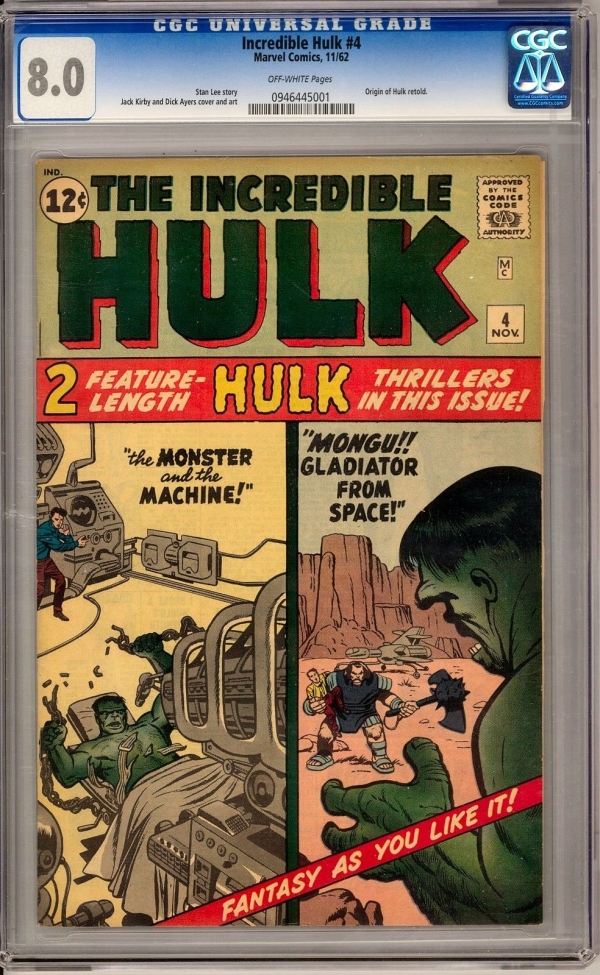 Incredible Hulk 4 CGC 80 OW Origin of the Hulk Retold    