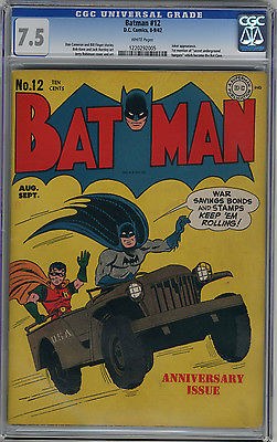 Batman 12 CGC 75 VF White Pages Joker Appearance War Cover