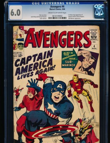 Avengers  4  1st SA Captain America CGC 60 CREAMOW Pgs