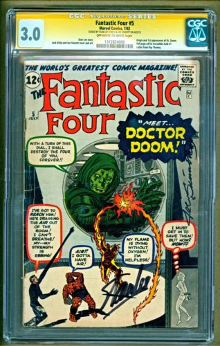 Fantastic Four 5 1962 Marvel 1st Dr Doom SIGNED Stan Lee SS CGC 30 NO RESERVE