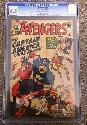 Avengers 4 CGC 65 1964 1st Silver Age Captain America Steve Rogers SubMariner