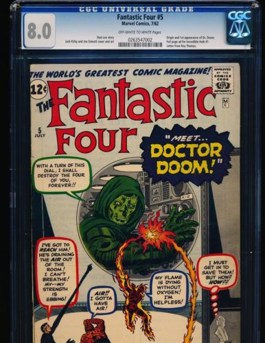 Fantastic Four  5  1st Dr Doom CGC 80 OWWHITE Pgs