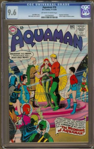 Aquaman 18 CGC 96 OWW Mera Wedding   JLA 2nd Highest  1 of Only 4