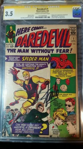 Daredevil 1 CGC 35 SS Stan Lee Signature Series 464  No Res Beautiful 