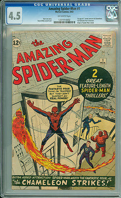 Amazing SpiderMan 1 CGC 45 VG OW Marvel 1963 Origin Fantastic Four Crossover