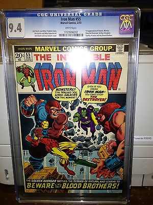 Iron Man  55 CGC 94 White Pages 1st Appear Thanos and Drax movie Key