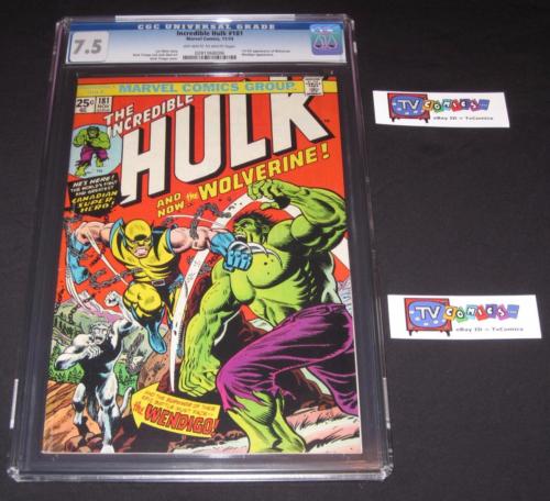 INCREDIBLE HULK 181 from 1974 CGC 75 OWW Pages  1st full Wolverine