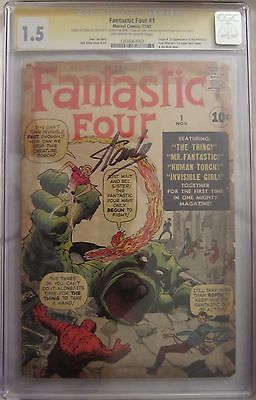 Fantastic Four 1 Nov 1961 Marvel CGC 15 Signed by Stan Lee OWW pages