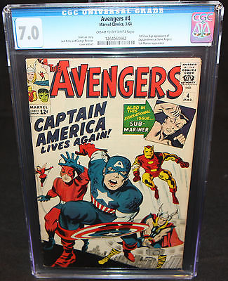 Avengers 4  1st Silver Age App of Captain America  CGC Grade 70  1964