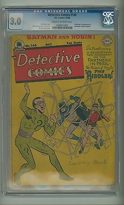 Detective Comics 140 CGC 30 COW p ORIGIN  1st RIDDLER 1948 drw 15256