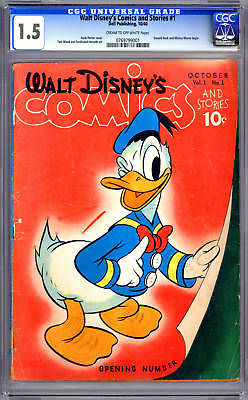 WALT DISNEYS COMICS  STORIES 1 CGC 1ST DONALD DUCK  MICKEY MOUSE DELL 1940
