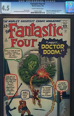 FANTASTIC FOUR 5  CGC 45  1ST DOCTOR DOOM  UNPRESSED ORIGINAL OWNER  1962