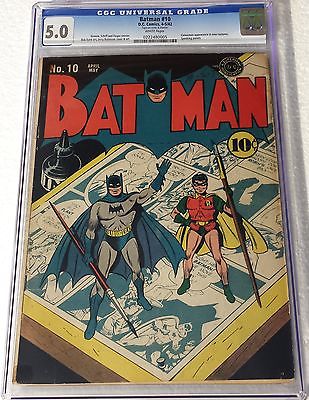 BATMAN 10 CGC 50  DC Comics 1942  New Catwoman Costume Bob Kane Detective