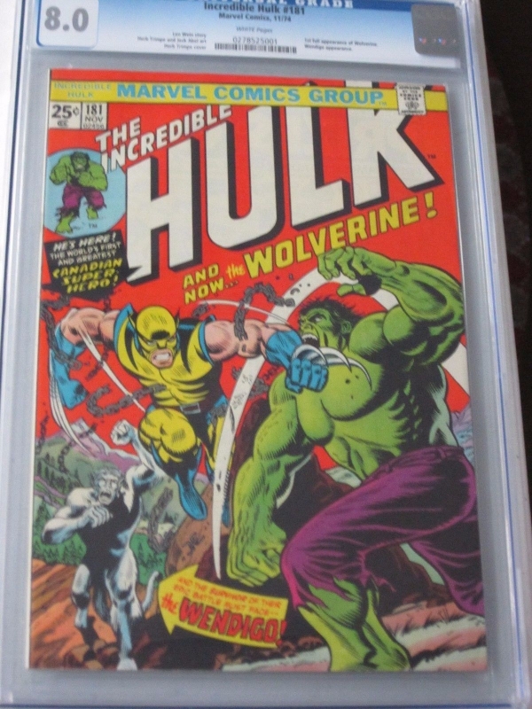 INCREDIBLE HULK 181 CGC 80 WHITE PAGES 1ST FULL APPEARANCE OF WOLVERINE NICE 