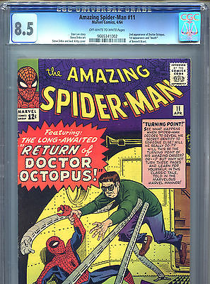 1964 THE AMAZING SPIDERMAN 11 2ND DOCTOR OCTOPUS CGC 85 OWW PAGES
