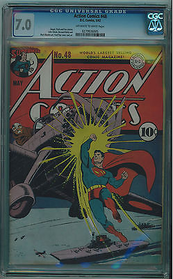 ACTION COMICS 48 CGC 70 CLASSIC WWII COVER 0WW PAGES GOLDEN AGE
