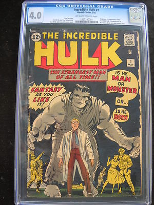 The Incredible Hulk 1 May 1962 Marvel CGC 40 universal blue label white ow