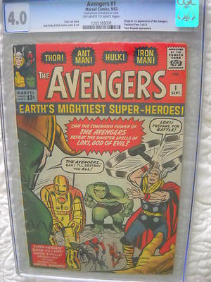 Avengers  1 CGC 40   off White  White Pages universal blue label