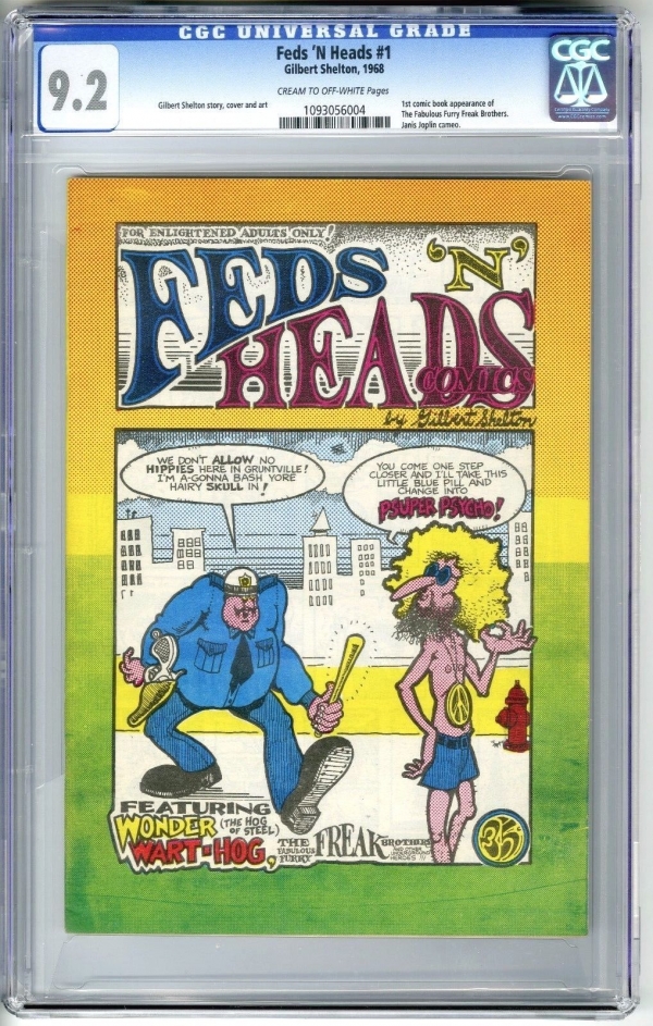 FEDS N HEADS 1 1968 1ST PRINT CGC 92 NM 1ST FREAK BROTHERS UNDERGROUND COMIX