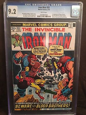 IRON MAN 55 CGC 92 White pages wp 1st app THANOS AWESOME KEY ISSUE 1973