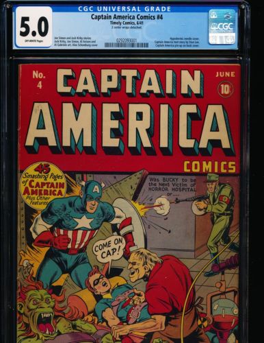 Captain America Comics  4  Hypodermic needle cover CGC 50 OFFWHITE Pgs