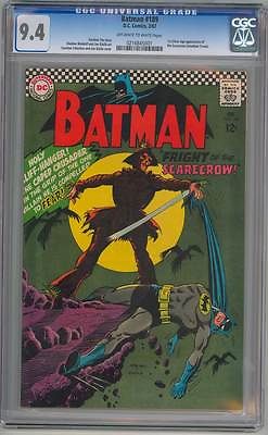 BATMAN 189 CGC 94 OWW Pages 1st Scarecrow Appearance
