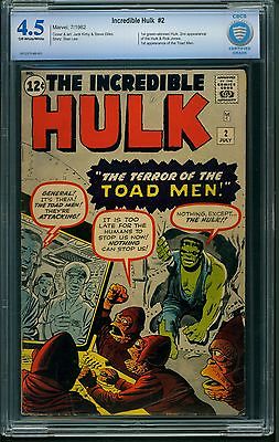 Incredible Hulk 2 1962 CBCS Graded 45  Lee  Kirby  Ditko  Not CGC