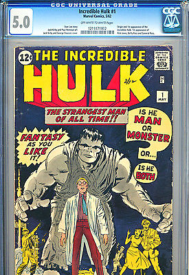 INCREDIBLE HULK 1 CGC 50 Universal 1st APP OWWHITE Marvel Comics 1962