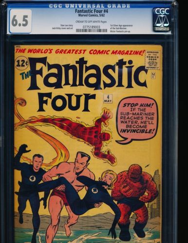 Fantastic Four  4  1st SA SubMariner CGC 65 CREAMOW Pgs