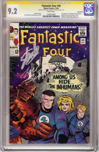 Fantastic Four 45 CGC 92 Green River Pedigree SS X2 Signed Stan Lee  Sinnott