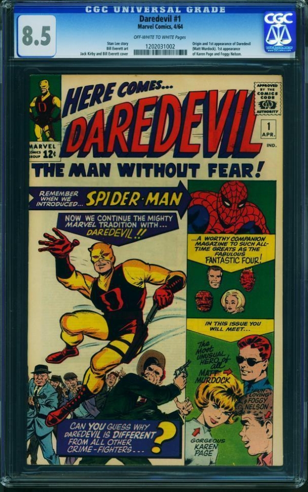 Daredevil 1  cgc 85 oww pgs  VERY Sharp deep colors  1st appearance of DD 7