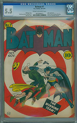Batman  7 CGC 55 Classic Bullseye Cover GOLDEN AGE KEY Bob Kane Bill Finger
