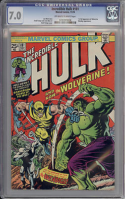 Incredible Hulk 181 CGC 70 OWW Pages first full Wolverine app  Old label 