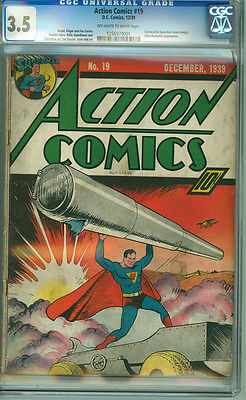 Action Comics 19 CGC 35 VG OWW DC 1939 7th Superman Cover