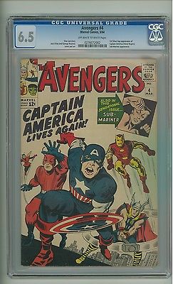 Avengers 4 CGC 65 OWW pages 1st SA Captain America Jack Kirby c04706