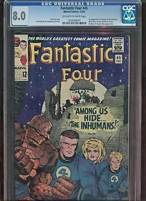 FANTASTIC FOUR 45 CGC 80 UNIVERSAL OFFWHITEWHITE PAGES 1ST INHUMANS