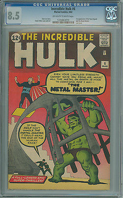 HIGH GRADE Incredible Hulk 6 CGC 85 OWW pages 6th app of the green giant 
