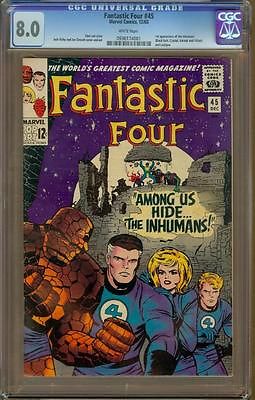 Fantastic Four 45 CGC 80 White Pages  1st Inhumans  Great Investment Copy