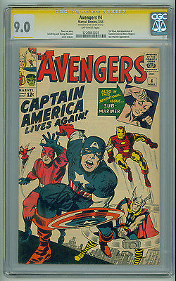 Avengers 4 CGC SS 90 Signed by STAN LEE 1st Silver Age Captain America 1964