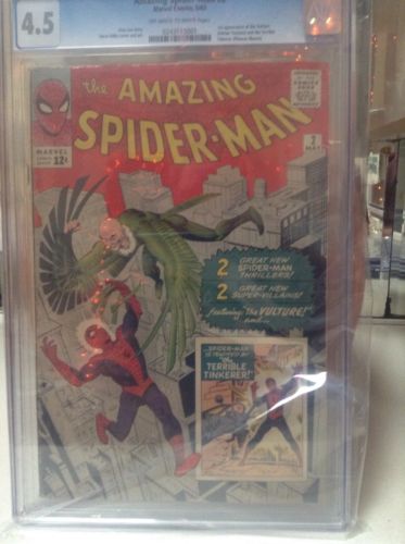 the Amazing Spiderman 2 CGC 45 Grade VG 1st Vulture 1963 Marvel Stan Lee