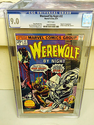 WEREWOLF BY NIGHT 32 CGC 90 WHITE PAGES 1ST APP MOON KNIGHT 
