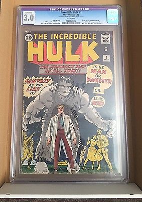 Hulk 1 CGC 30 White pages Conserved 
