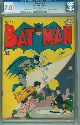 Batman 14 CGC 70 FVF OWW DC 1942 2nd Penguin Cover Sharp Copy