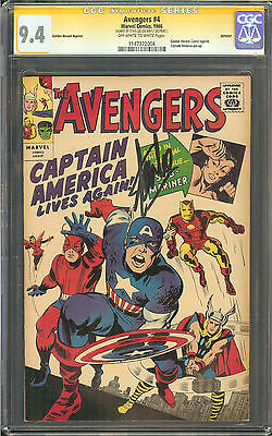 Avengers 4 CGC 94 NM SIGNED STAN LEE MOVIE First SA Captain America