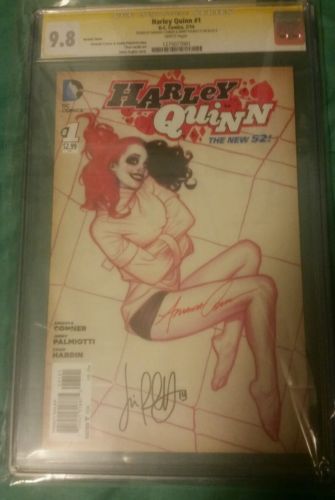 NEW 52 HARLEY QUINN 1 ADAM HUGHES VARIANT SIGNED CGC SS 98 suicide squad movie