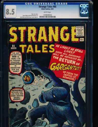 Strange Tales  85  Jack Kirby coverart  Ditko art CGC 85 WHITE Pgs