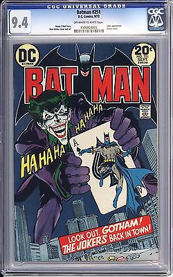 BATMAN 251 CGC 94  OW WHITE PAGES  CLASSIC NEAL ADAMS JOKER  COVER AND ART 