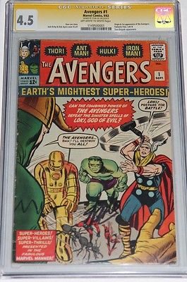 The Avengers 1 CGC 45 SS Signed by STAN LEE OWW Pages THOR HULK  No Reserve