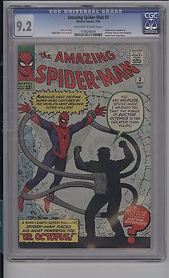 AMAZING SPIDERMAN  3  CGC  92  NM  1ST DOC OCK  OWWHITE PAGES